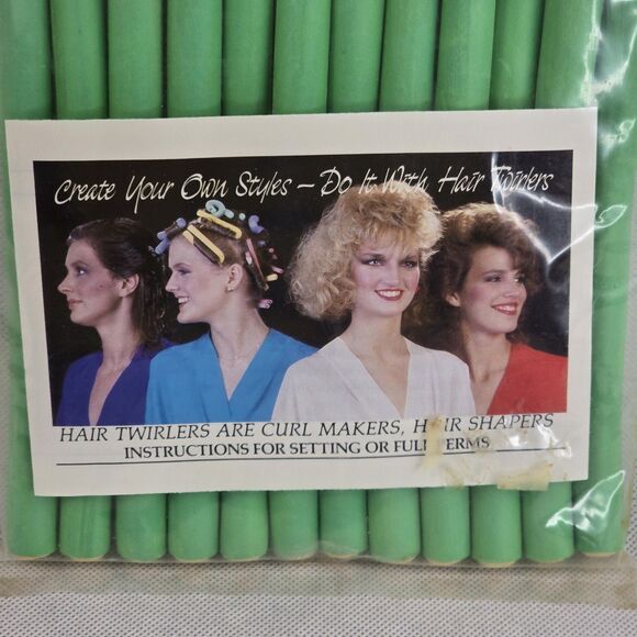 Vintage Kematic Hair Twirlers Sponge Rubber 8" Green Hair Styling Curling Perms - Picture 4 of 6